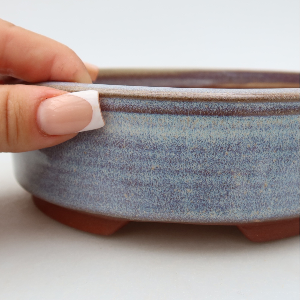 Bonsaischaal van keramiek 16 x 16 x 5 cm, kleur blauw