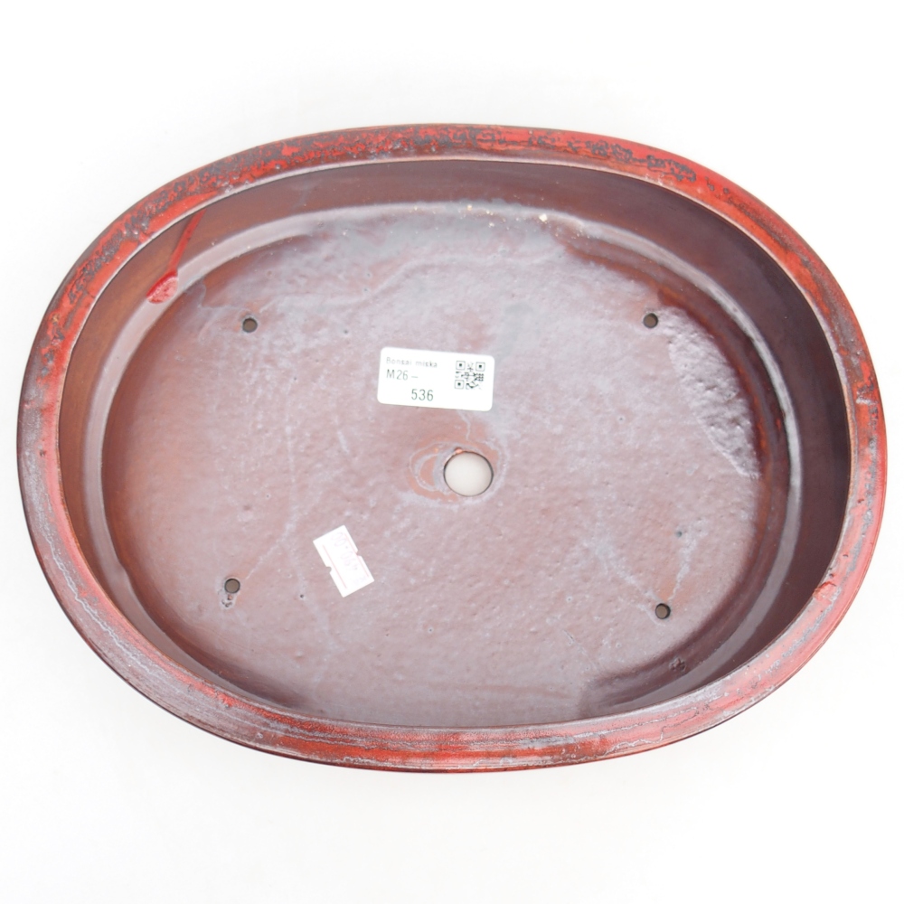 Bonsaischaal van keramiek 27 x 21 x 5 cm, kleur rood