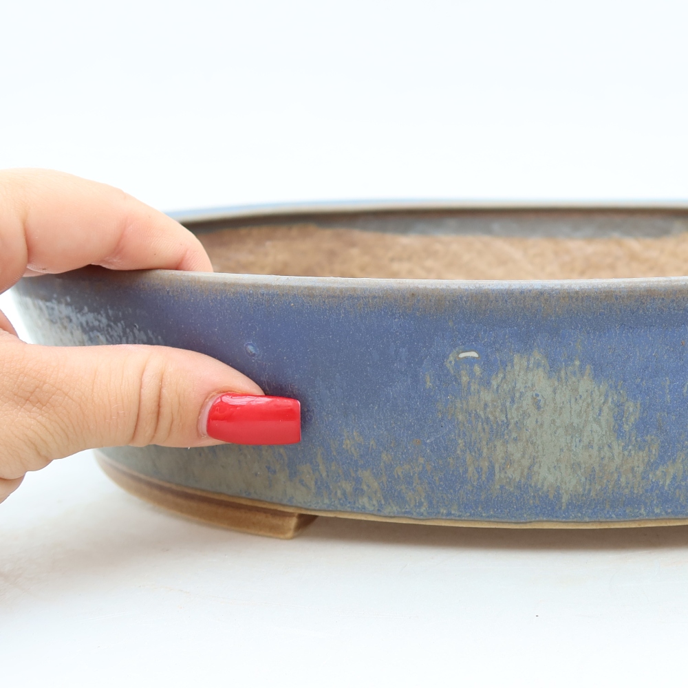 Keramische bonsaischaal 32 x 28 x 6,5 cm, kleur: blauw