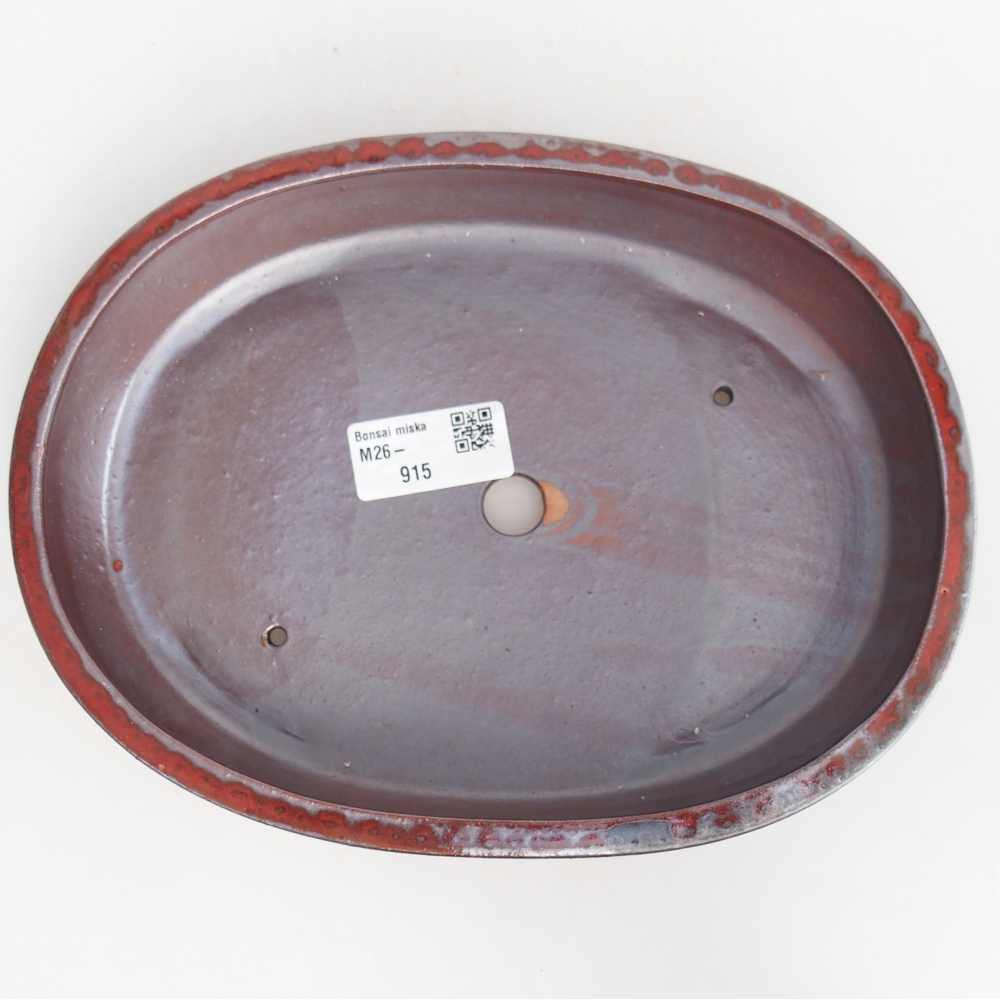 Bonsaischaal van keramiek 22 x 17 x 4 cm, kleur rood