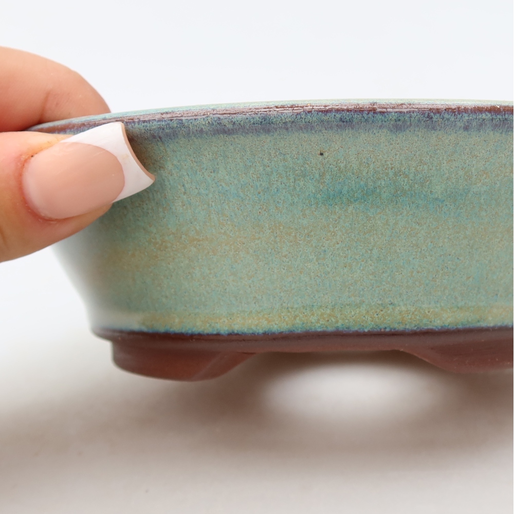 Keramische bonsaipot 14,5 x 14,5 x 4,5 cm, kleur groen