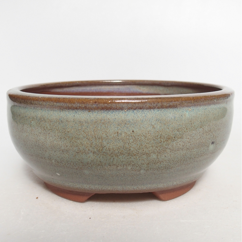 Bonsaischaal van keramiek 14 x 14 x 6 cm, groen