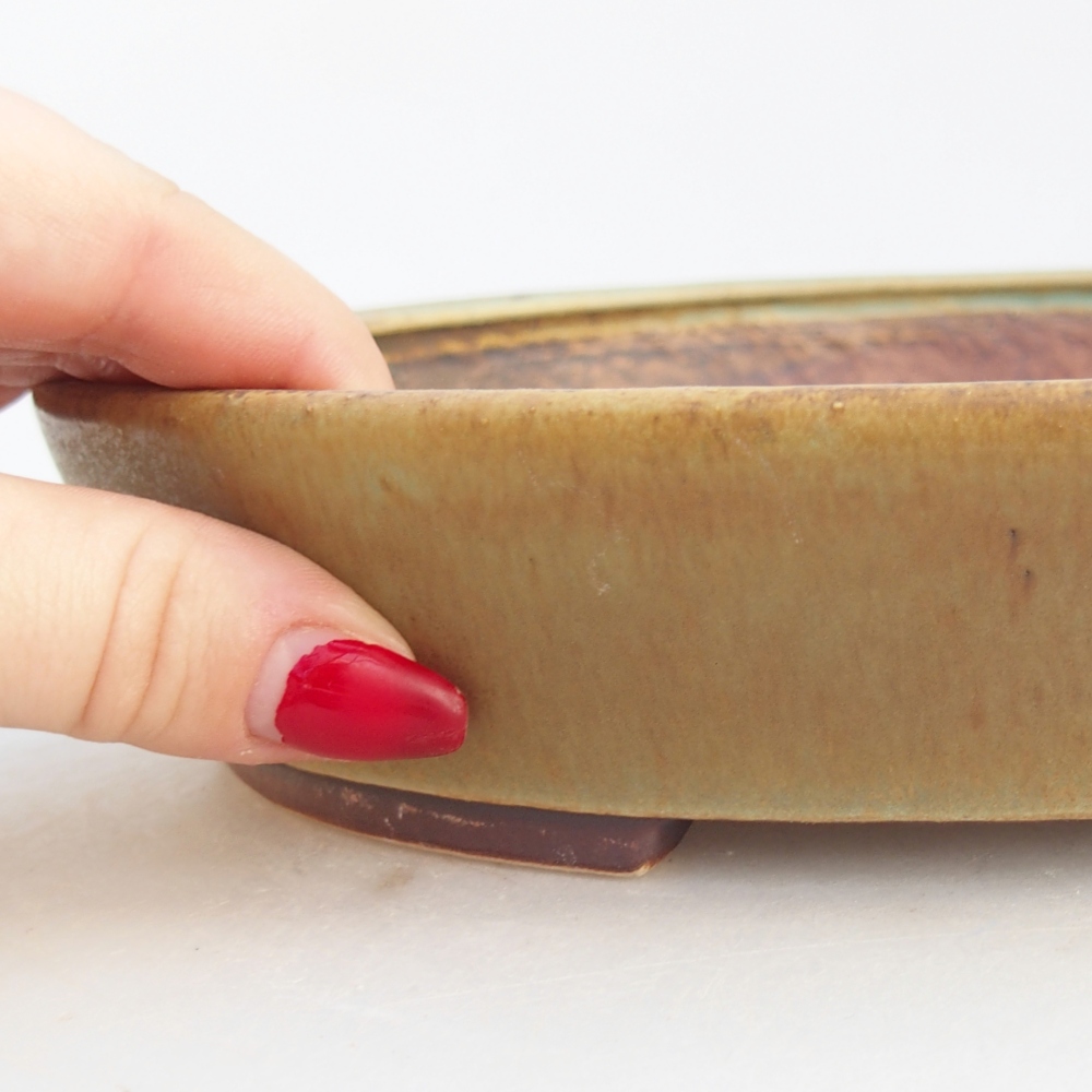 Bonsaischaal van keramiek 23 x 20 x 4,5 cm, groen