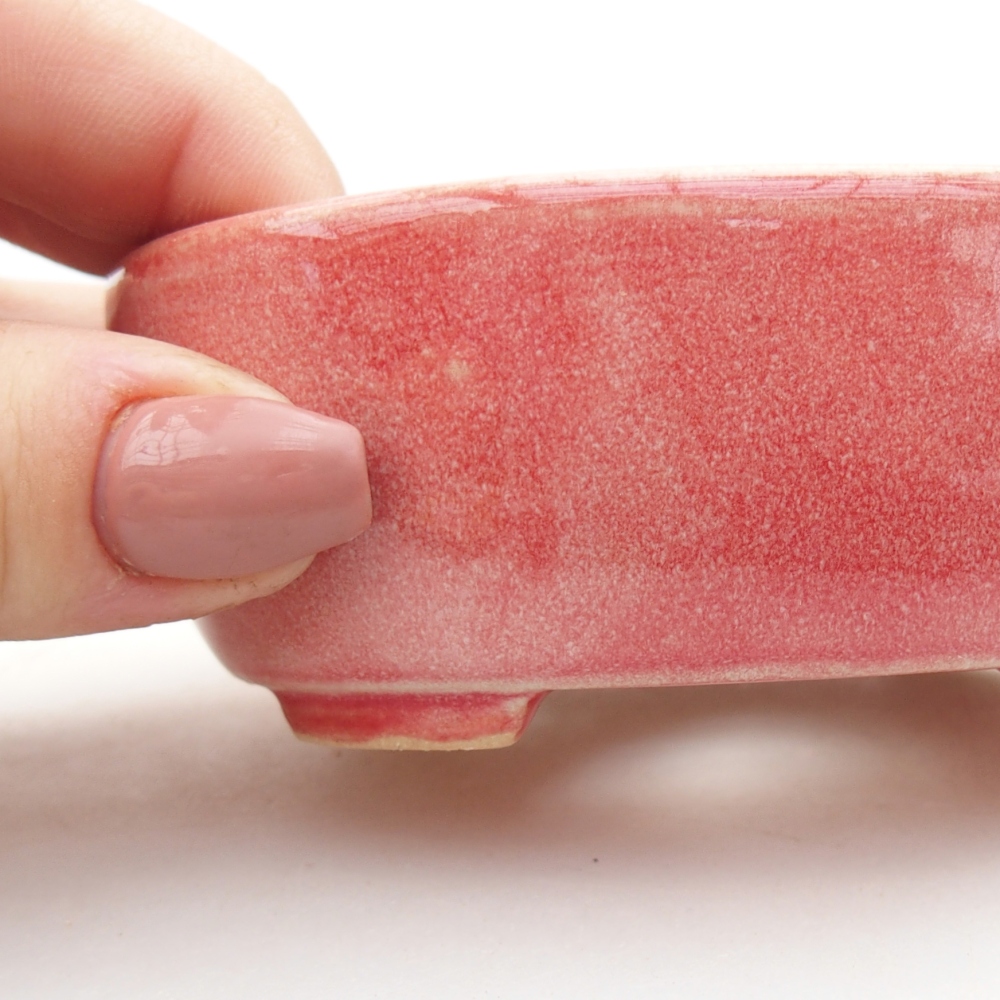 Bonsaischaal van keramiek 9 x 7,5 x 3,5 cm, kleur rood