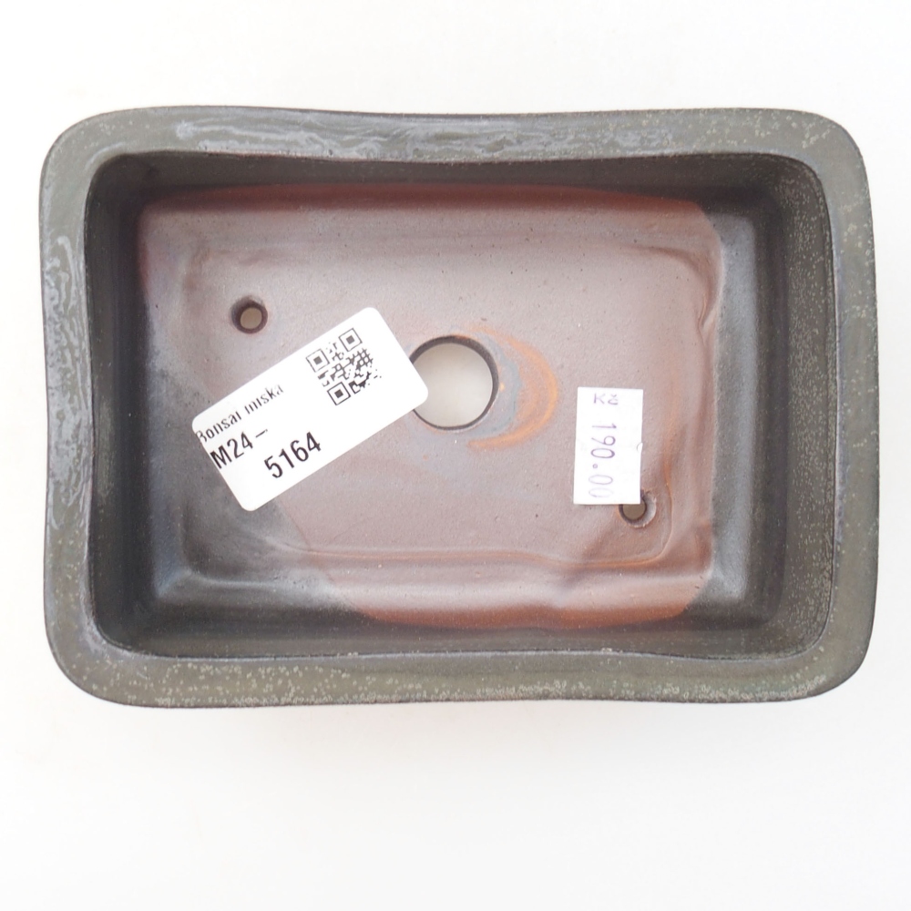 Bonsaischaal van keramiek 13,5 x 9,5 x 4,5 cm, grijs