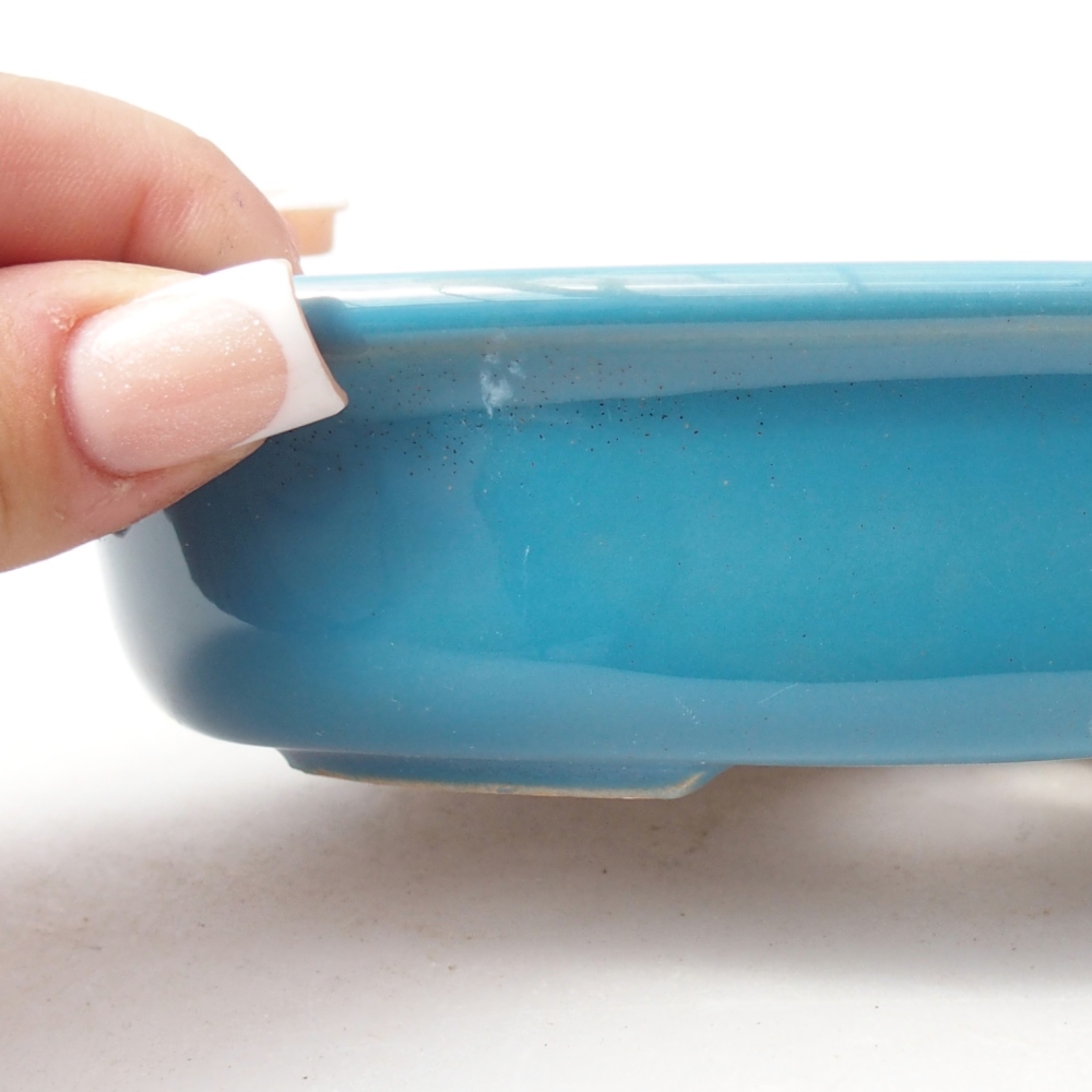 Bonsaischaal van keramiek 14,5 x 10,5 x 3,5 cm, kleur blauw