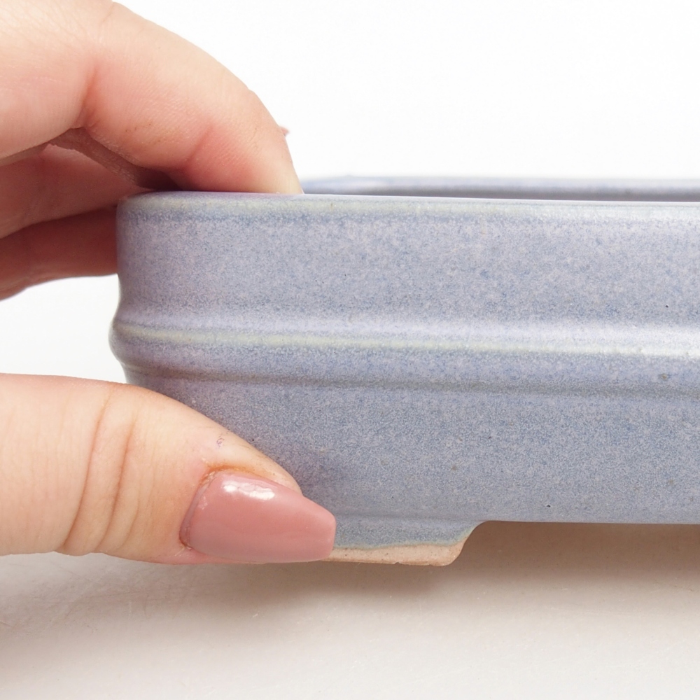 Bonsaischaal van keramiek 14,5 x 12,5 x 4,5 cm, kleur blauw