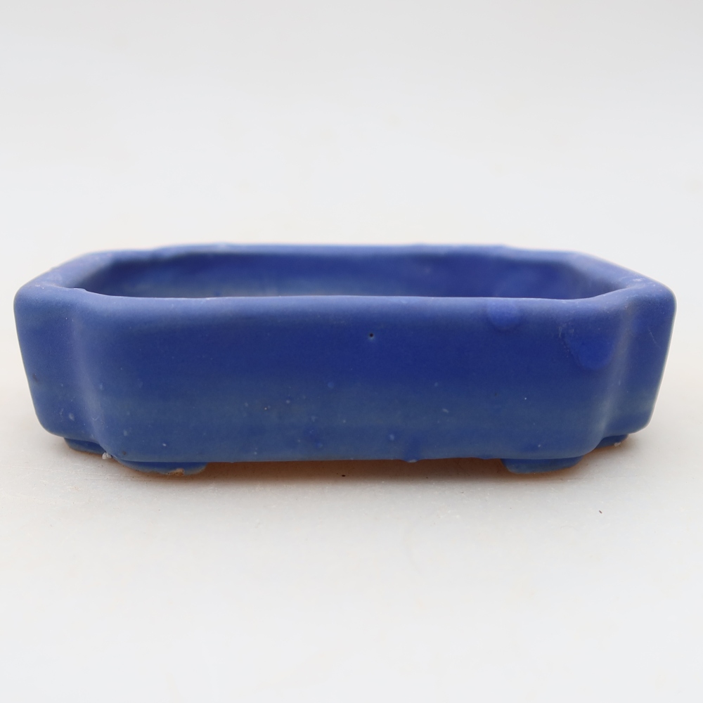 Bonsaischaal van keramiek 10 x 8 x 2,5 cm, kleur blauw