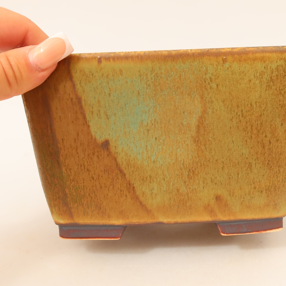 Bonsaischaal van keramiek 16 x 16 x 10 cm, groen