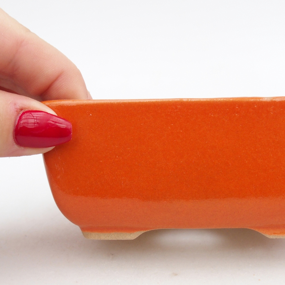 Bonsaischaal van keramiek 26 x 26 x 8 cm, kleur rood