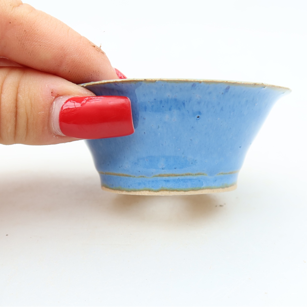 Bonsaischaaltje van keramiek 7 x 7 x 3 cm, kleur blauw