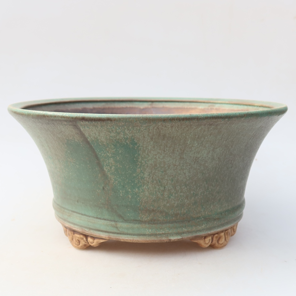 Keramische bonsaipot 24,5 x 24,5 x 11,5 cm, kleur: groen