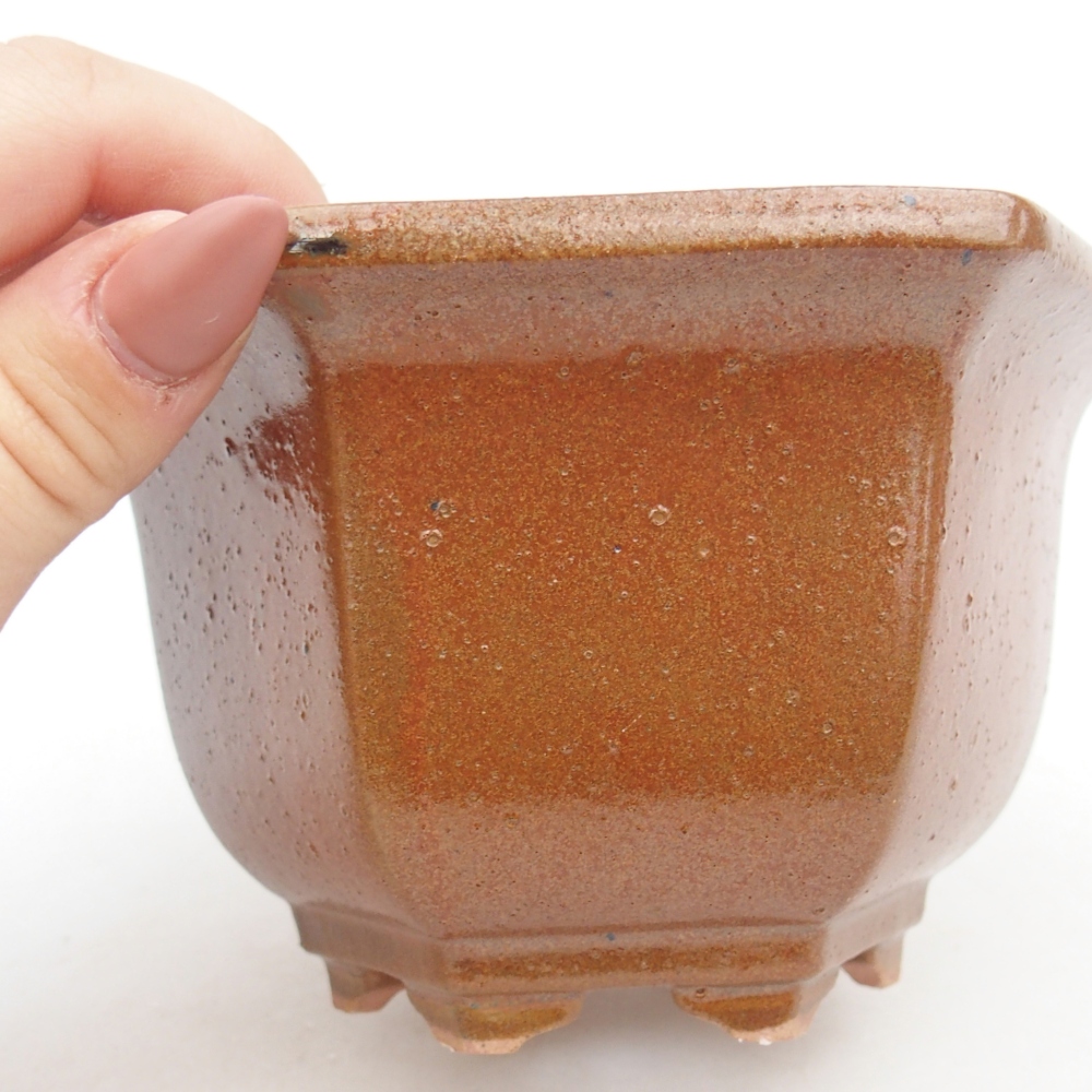 Bonsaischaal van keramiek 13 x 11,5 x 8 cm, bruin