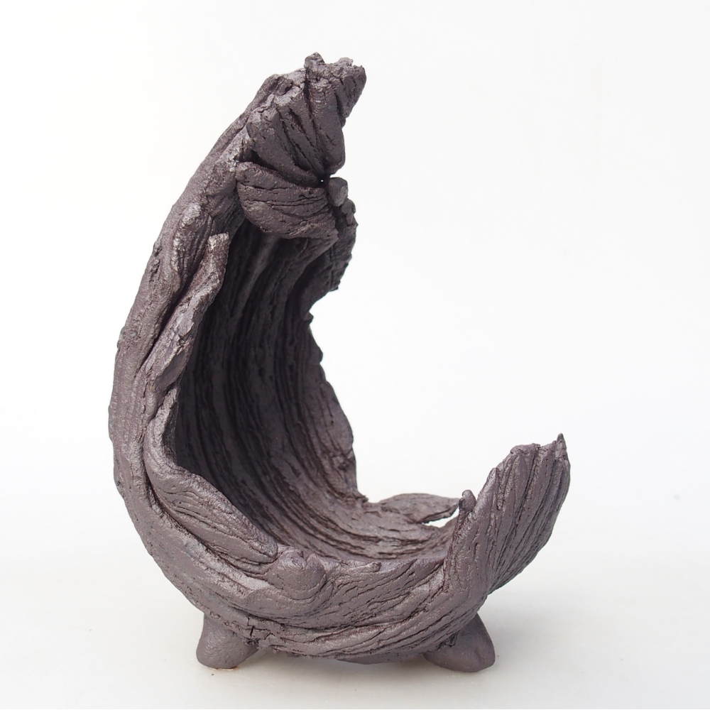 Keramische schaal 9,5 x 8 x 11,5 cm , metaalkleur