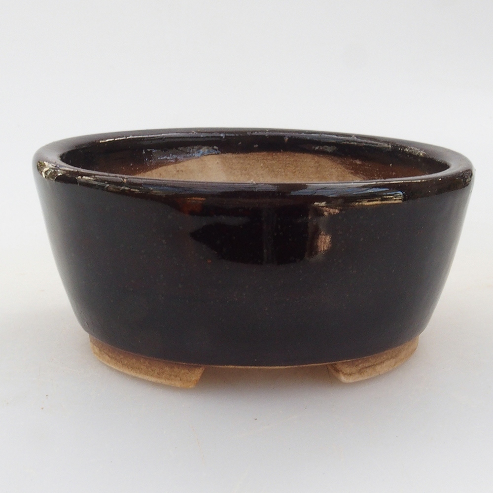 Bonsaischaal van keramiek 10 x 8,5 x 4 cm, bruin