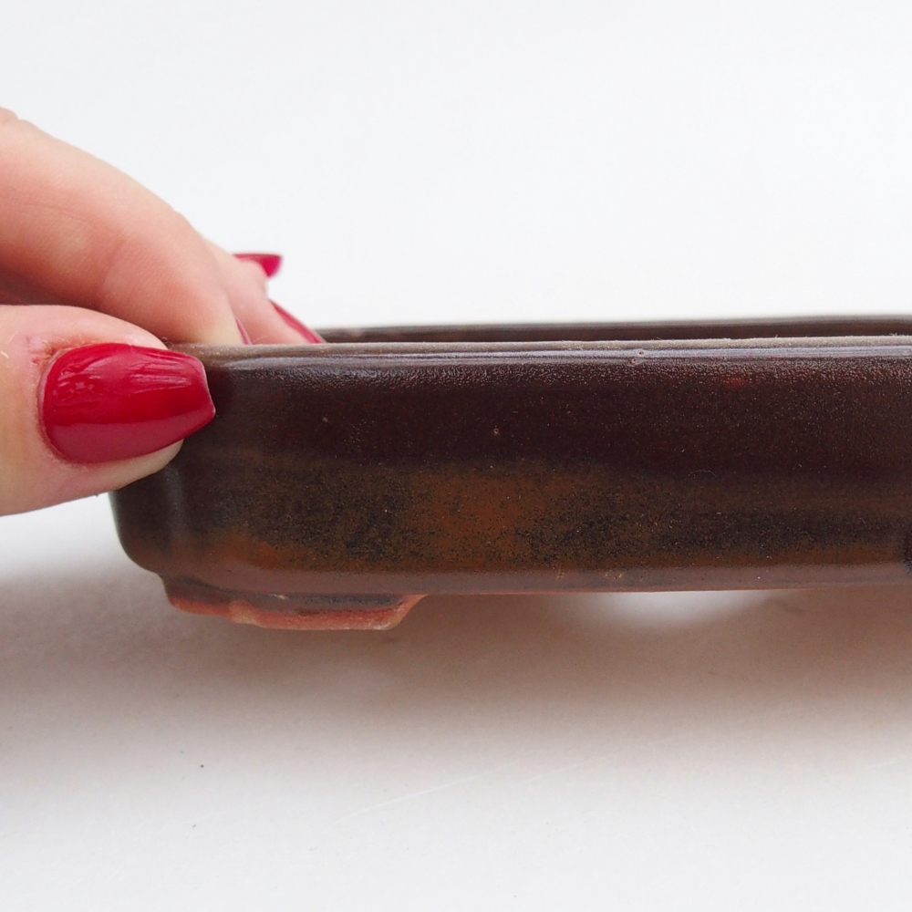 Bonsaischaal van keramiek 26 x 26 x 8 cm, kleur rood