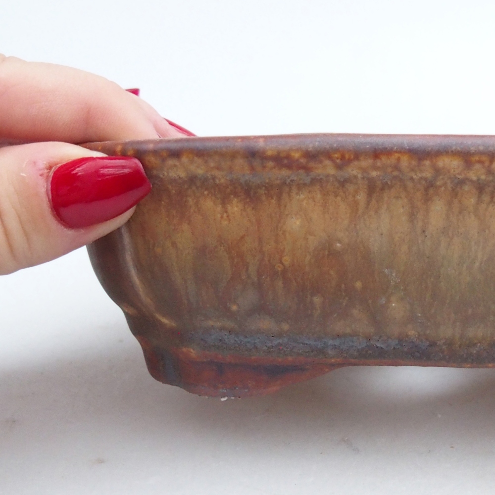 Bonsaischaal van keramiek 26 x 26 x 8 cm, kleur rood