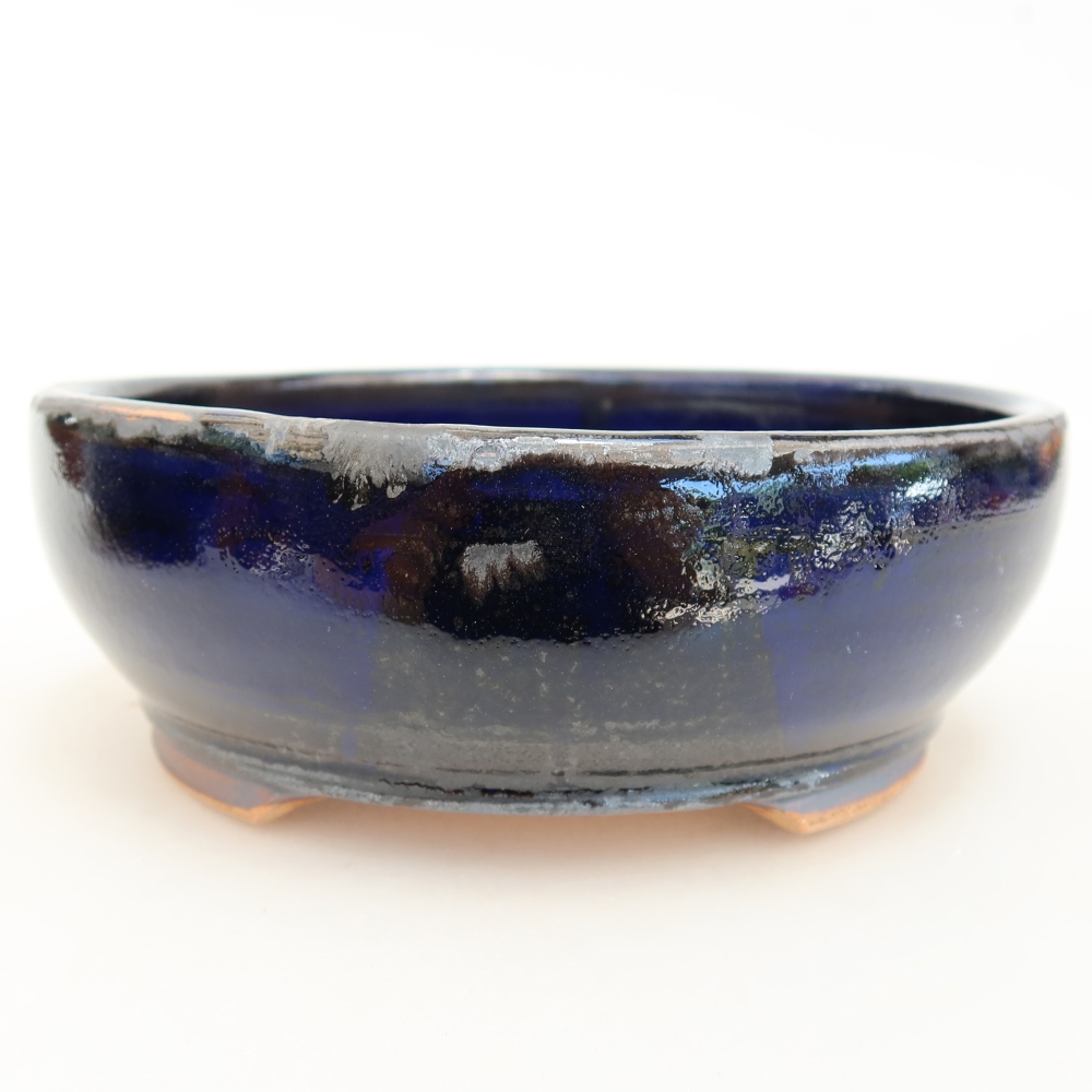 Keramische bonsaipot 14 x 14 x 5 cm, kleur: blauw