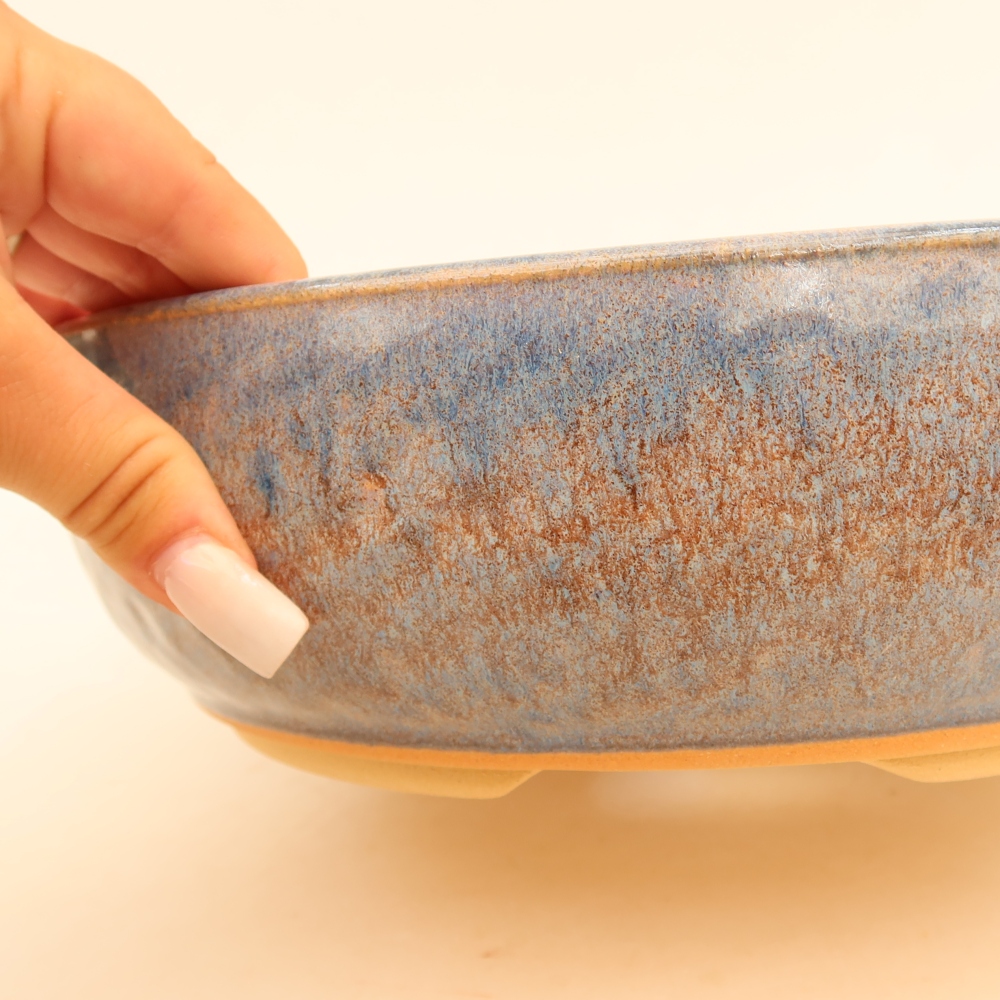 Keramische bonsaipot 26,5 x 26,5 x 7,5 cm, kleur: blauw
