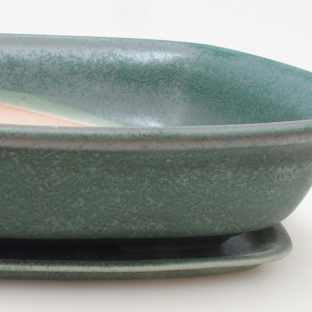 Bonsai schaal + schotel H09 - 30 x 23 x 7,5 cm - groen
