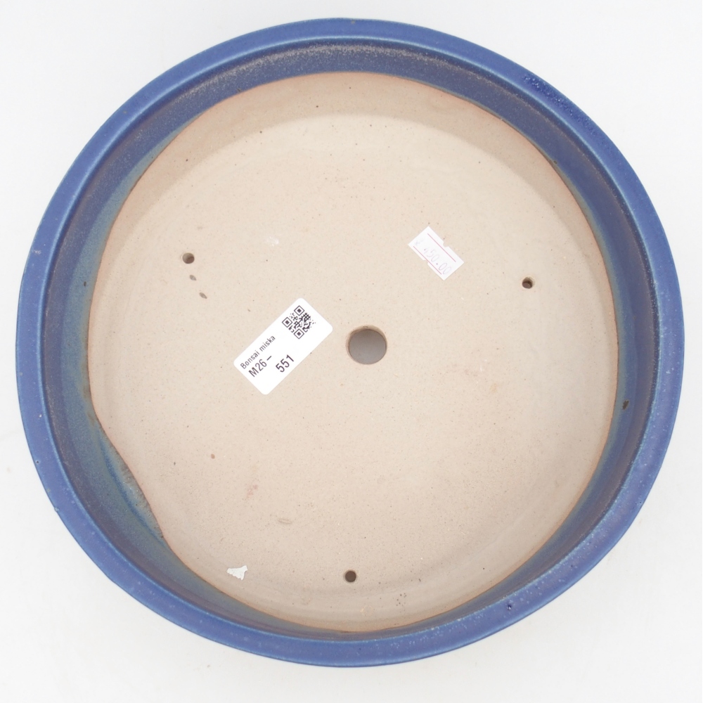 Bonsaischaal van keramiek 24,5 x 24,5 x 7 cm, kleur blauw