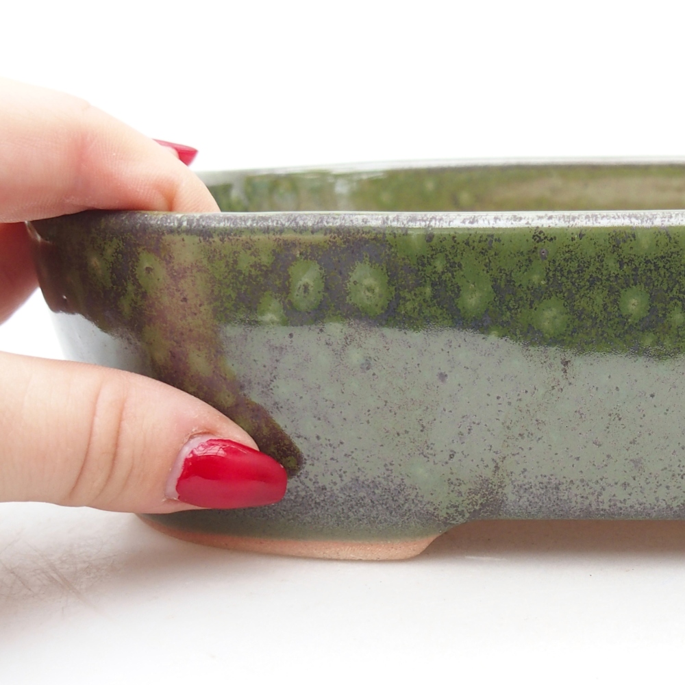 Bonsaischaal van keramiek 22,5 x 17 x 6 cm, groen