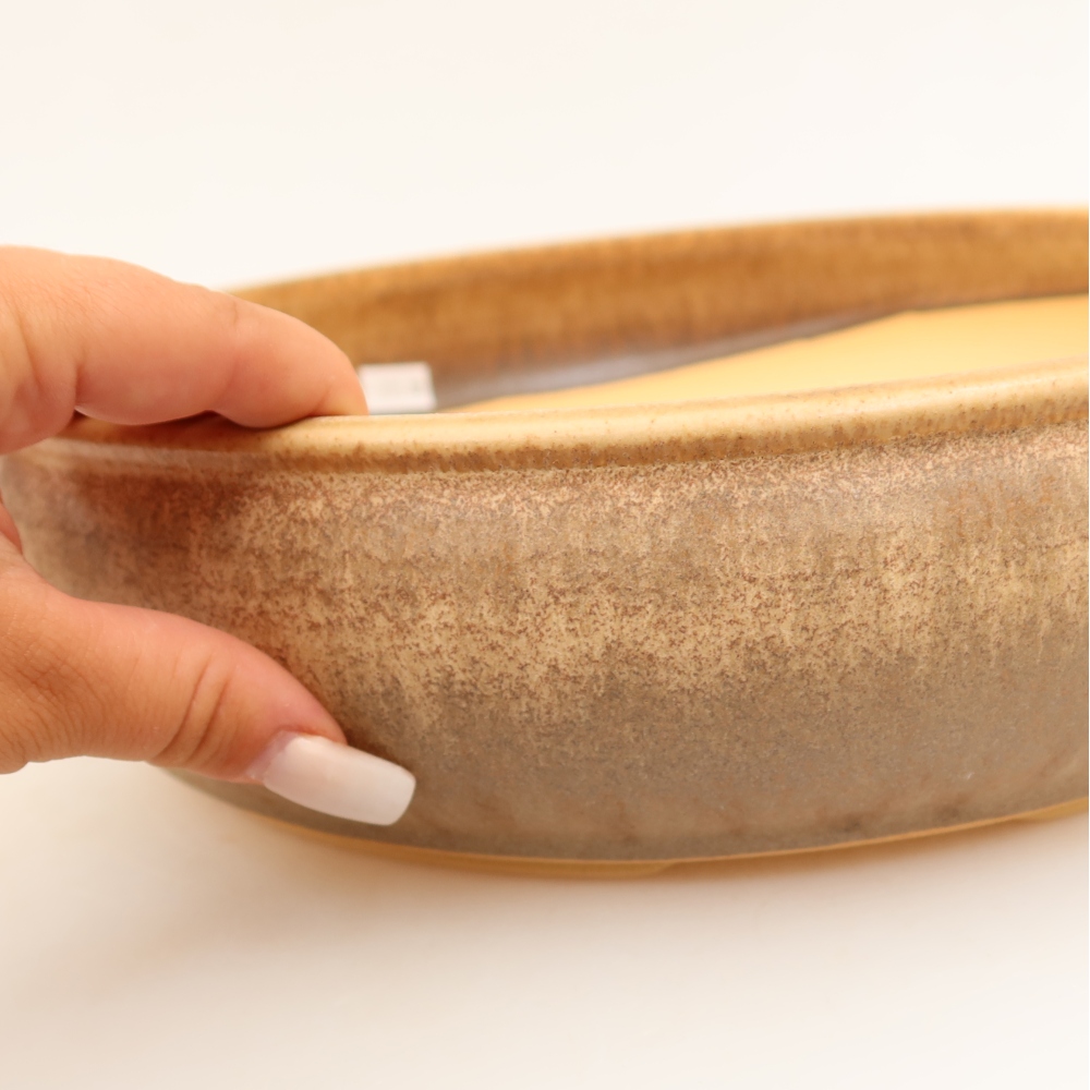 Keramische bonsaipot 31 x 31 x 8 cm, kleur beige