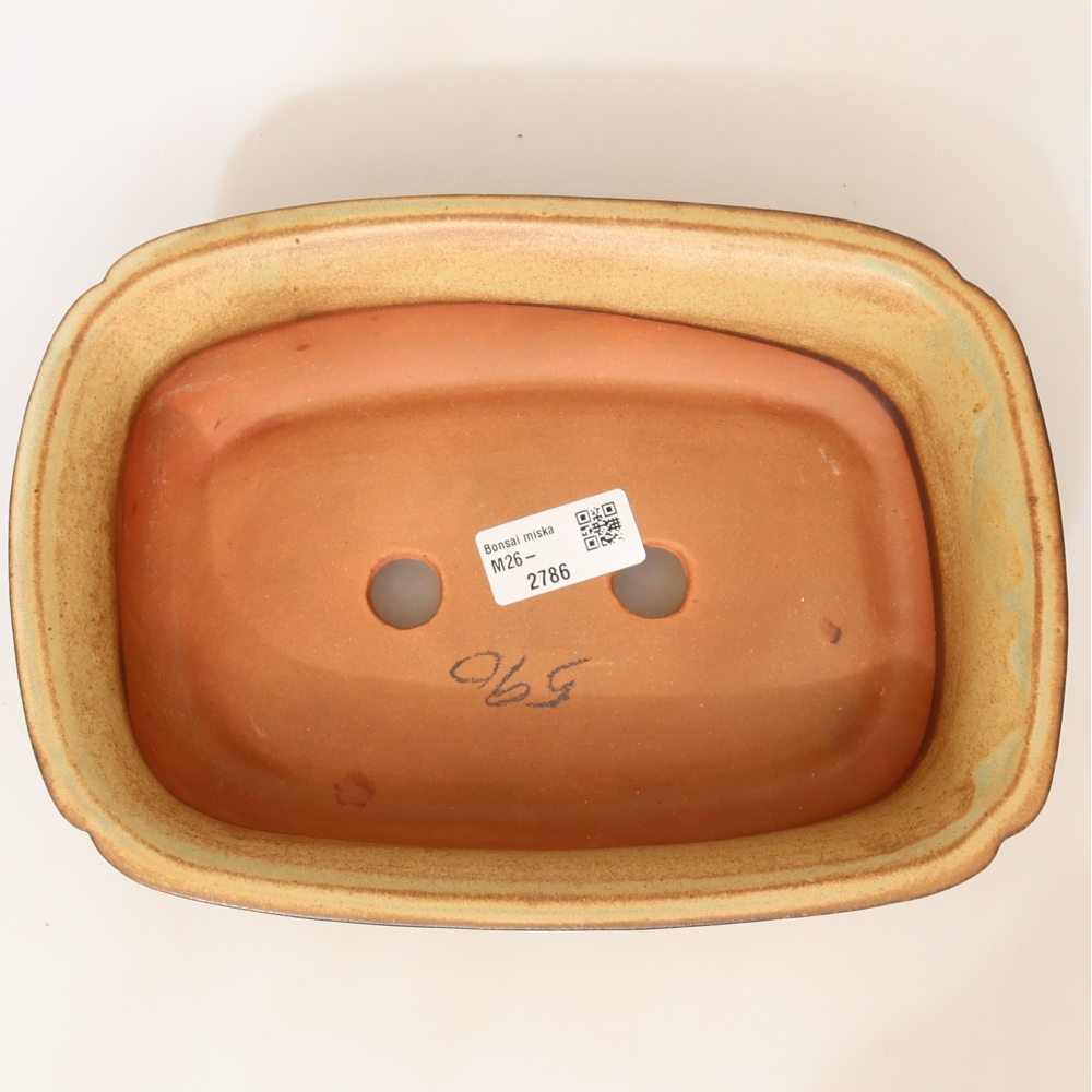 Keramische schaal  24 x 17 x 6 cm, kleur groenbeige