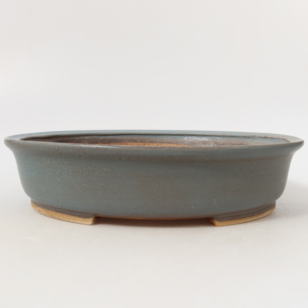 Bonsaischaal van keramiek 21 x 19 x 5 cm, kleur blauw