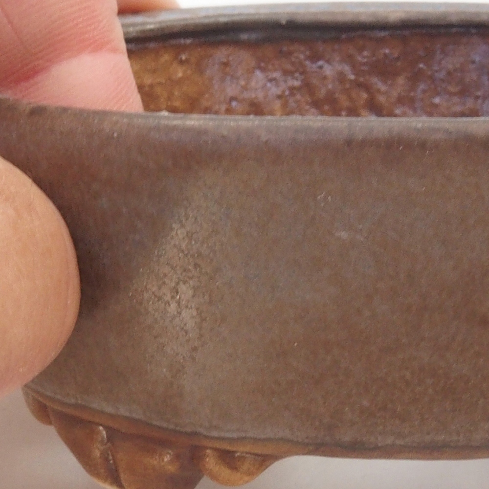 Bonsaischaal van keramiek 10 x 8,5 x 4 cm, bruin