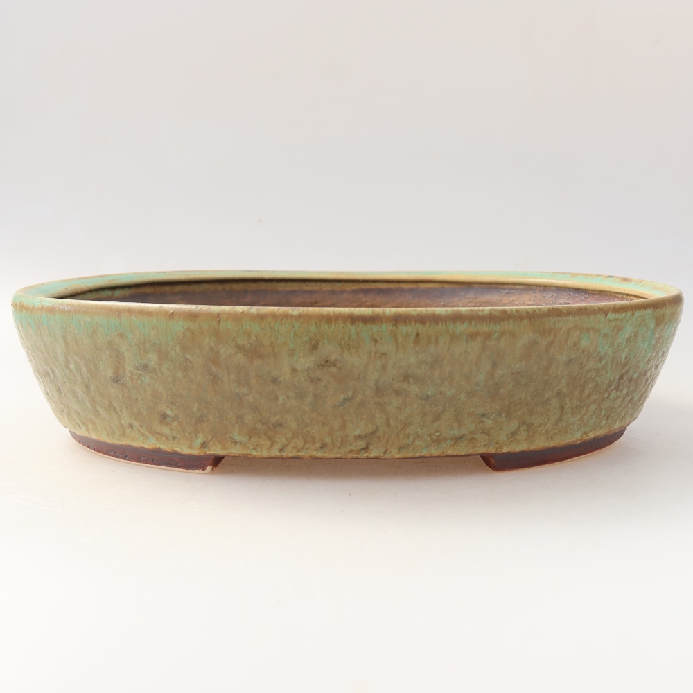 Bonsaischaal van keramiek 27 x 24 x 6 cm, groen