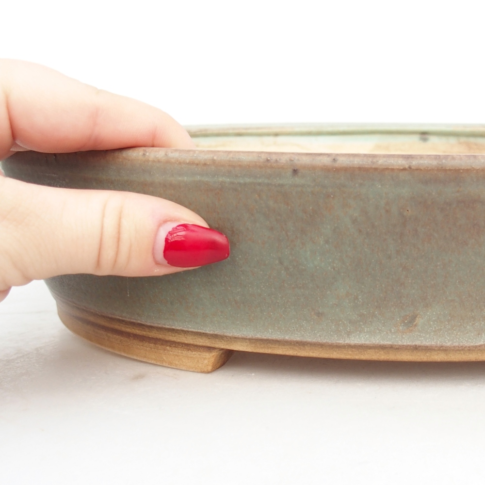 Bonsaischaal van keramiek 28,5 x 25 x 6 cm, groen