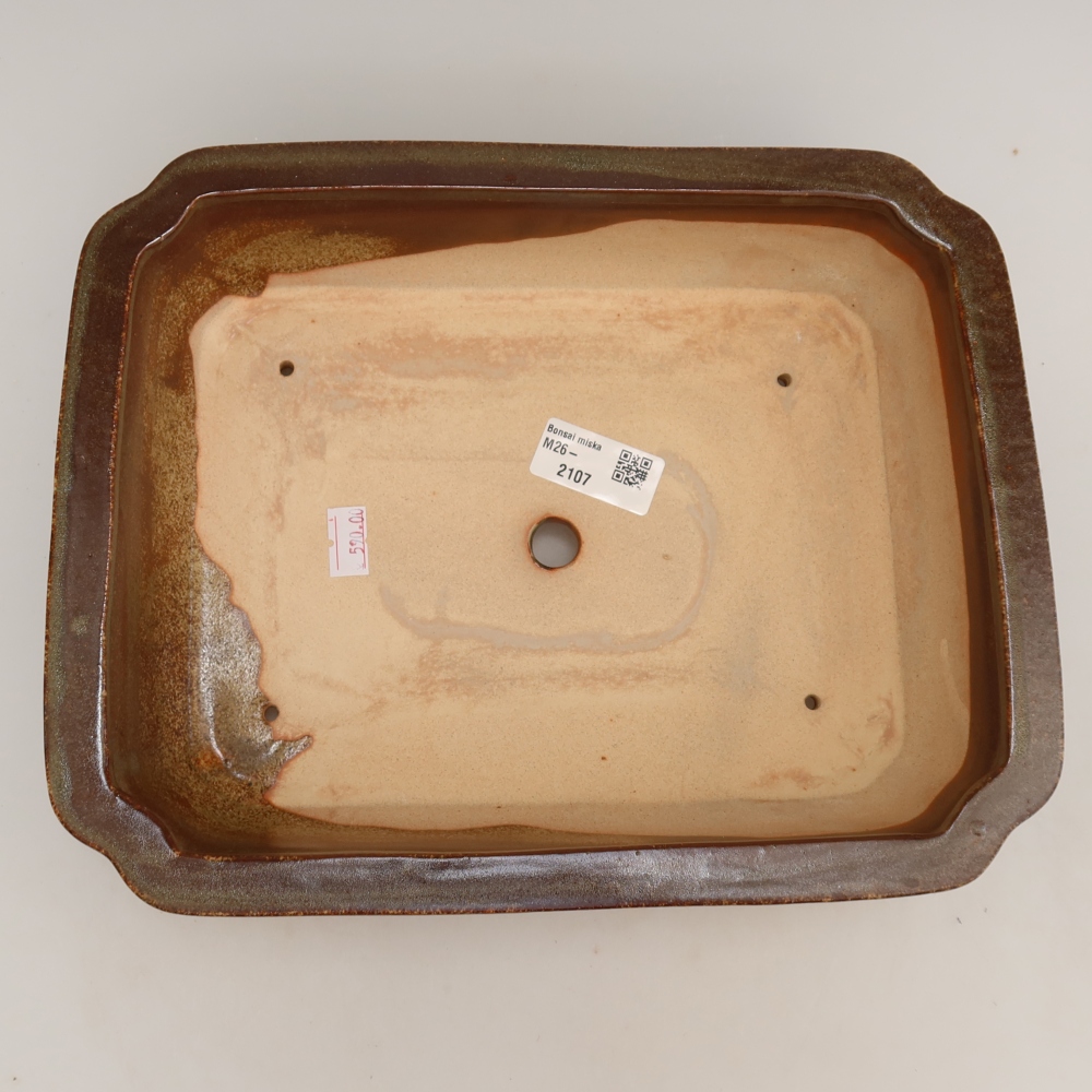 Keramische bonsaipot 27,5 x 21,5 x 7 cm, kleur bruin