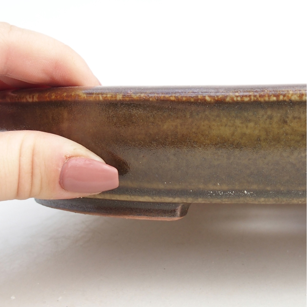 Bonsaischaal van keramiek 24,5 x 20 x 4 cm, bruin