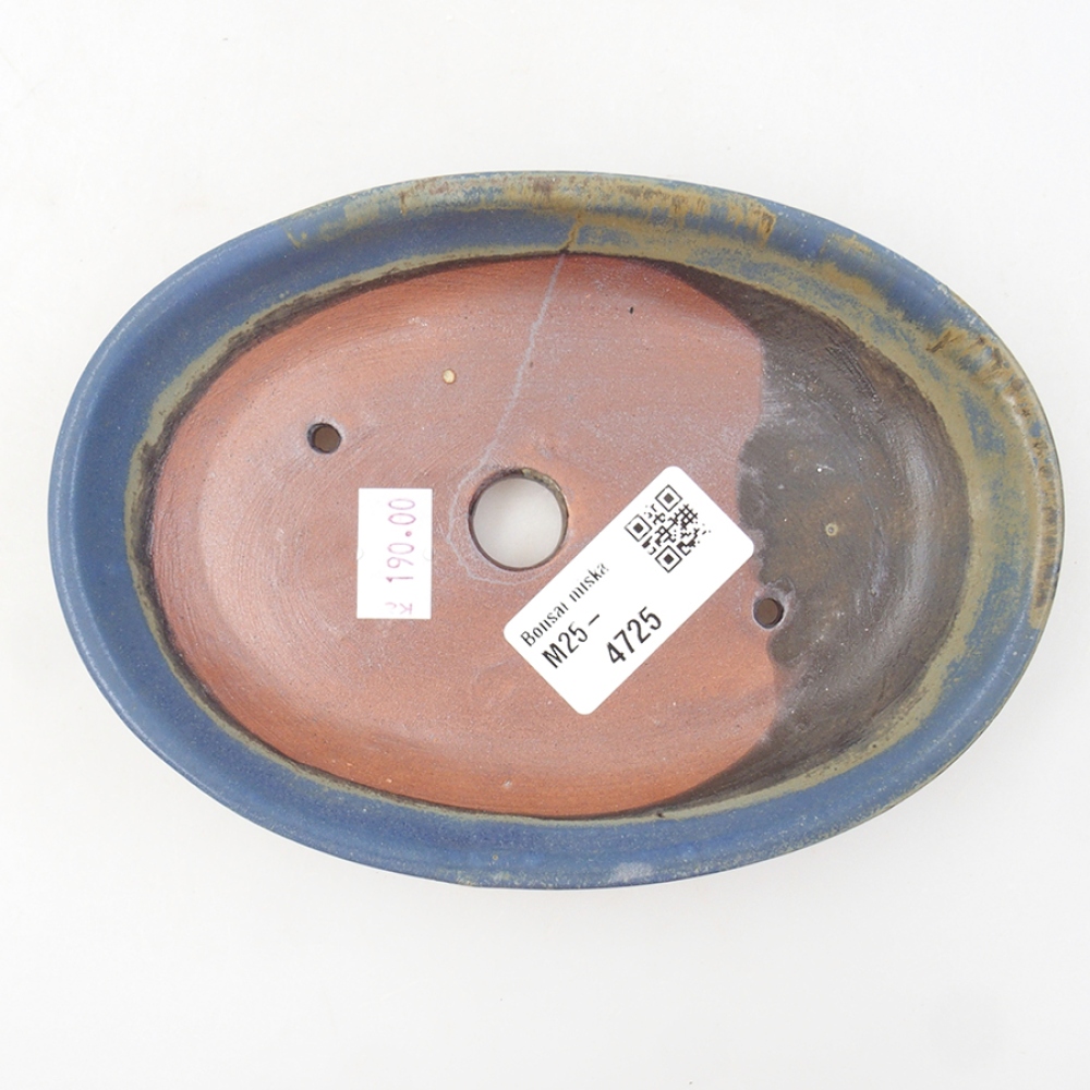 Bonsaischaal van keramiek 15,5 x 11 x 3 cm, kleur blauw