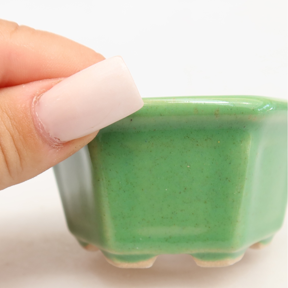 Bonsaischaal van keramiek 7,5 x 7 x 4 cm, groen