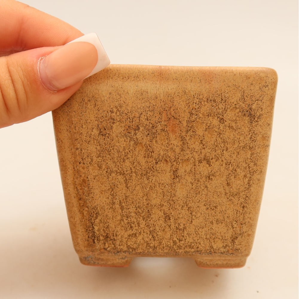 Keramische bonsaipot 7,5 x 7,5 x 6,5 cm, kleur beige