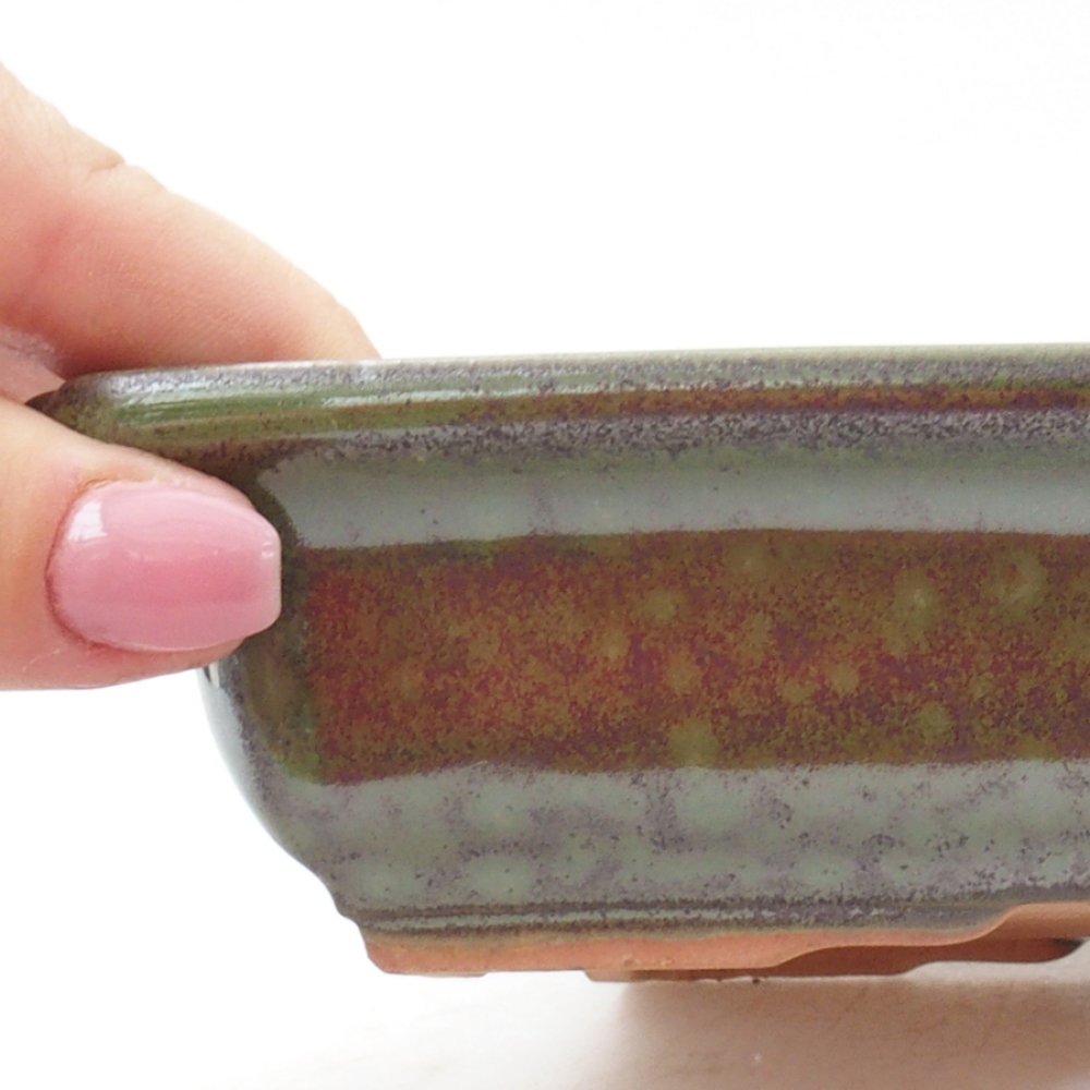 Bonsaischaal van keramiek 17,5 x 13 x 4 cm, groen