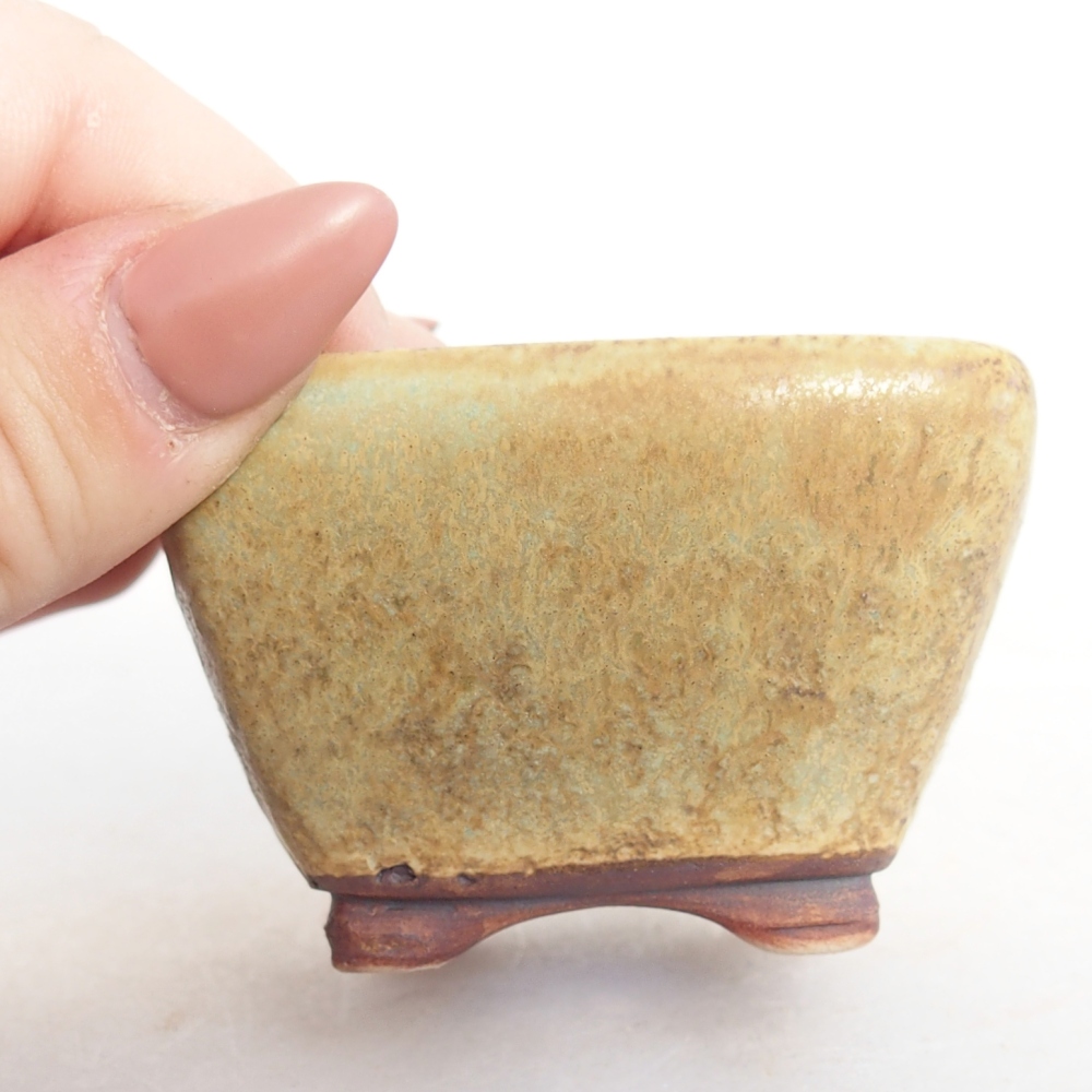 Bonsaischaal van keramiek 6 x 6 x 4 cm, groen