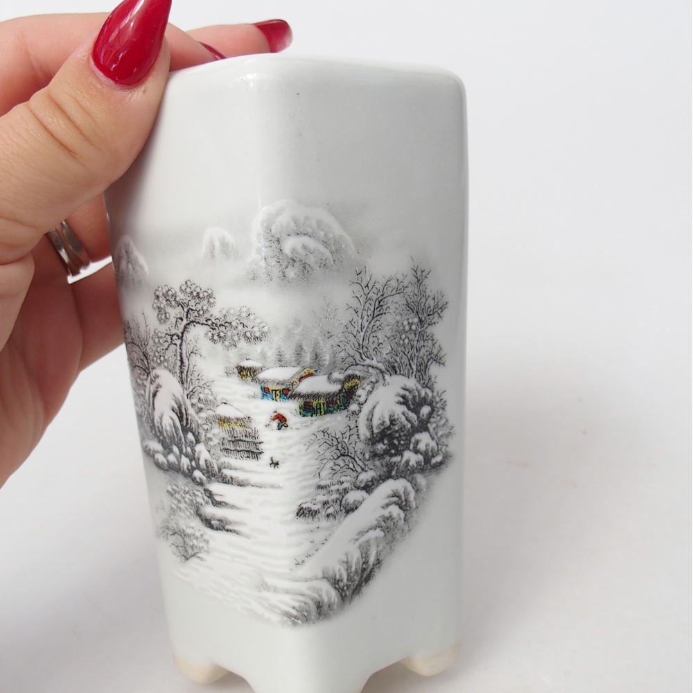 Bonsaischaal van keramiek 5,5 x 5,5 x 12 cm, kleur wit