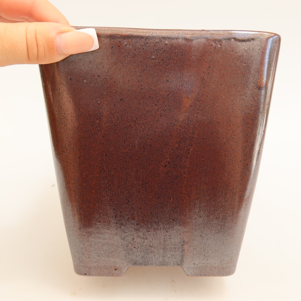 Bonsaischaal van keramiek 13,5 x 13,5 x 15 cm, metaalkleur