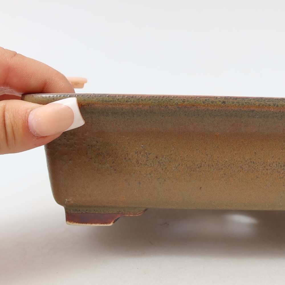 Bonsaischaal van keramiek 17,5 x 14,5 x 5,5 cm, bruin