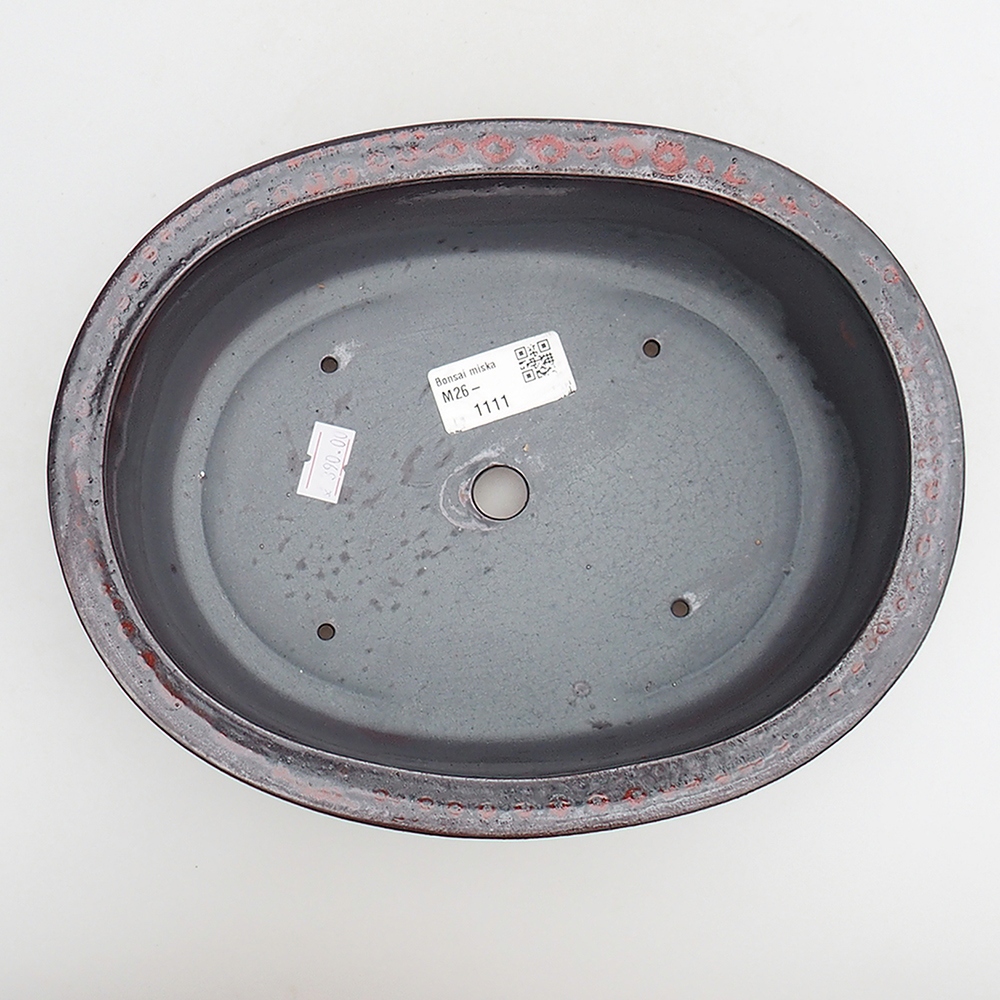 Bonsaischaal van keramiek 23 x 19 x 7 cm, rood-zwart