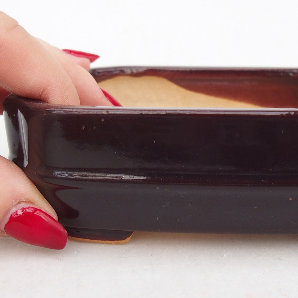 Bonsaischaal van keramiek 12 x 10,5 x 4 cm, bruin