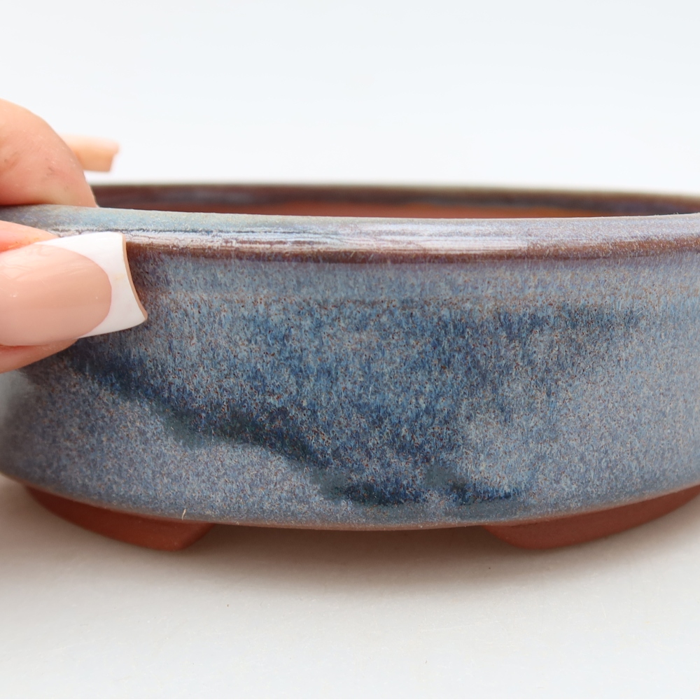 Keramische bonsaischaal 14,5 x 14,5 x 5 cm, kleur: blauw