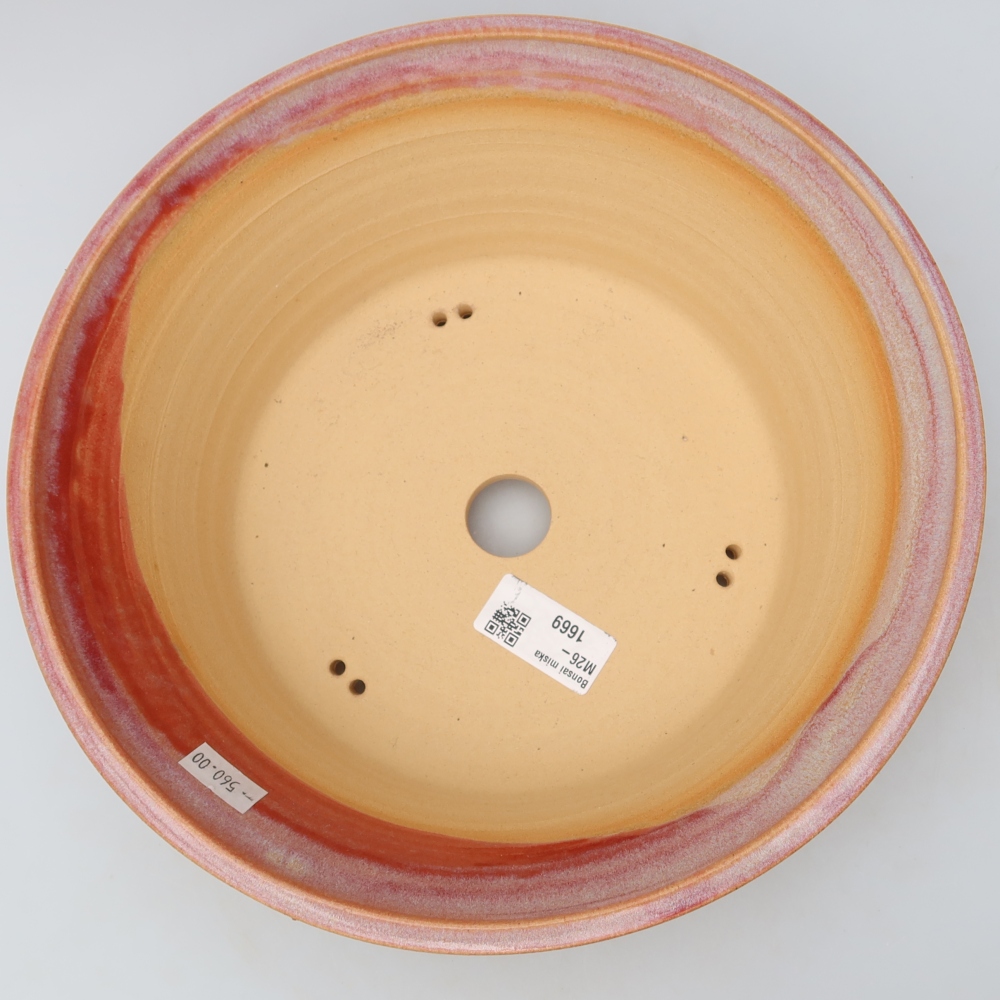 Keramische bonsaischaal 25,5 x 25,5 x 8,5 cm, kleur: roze