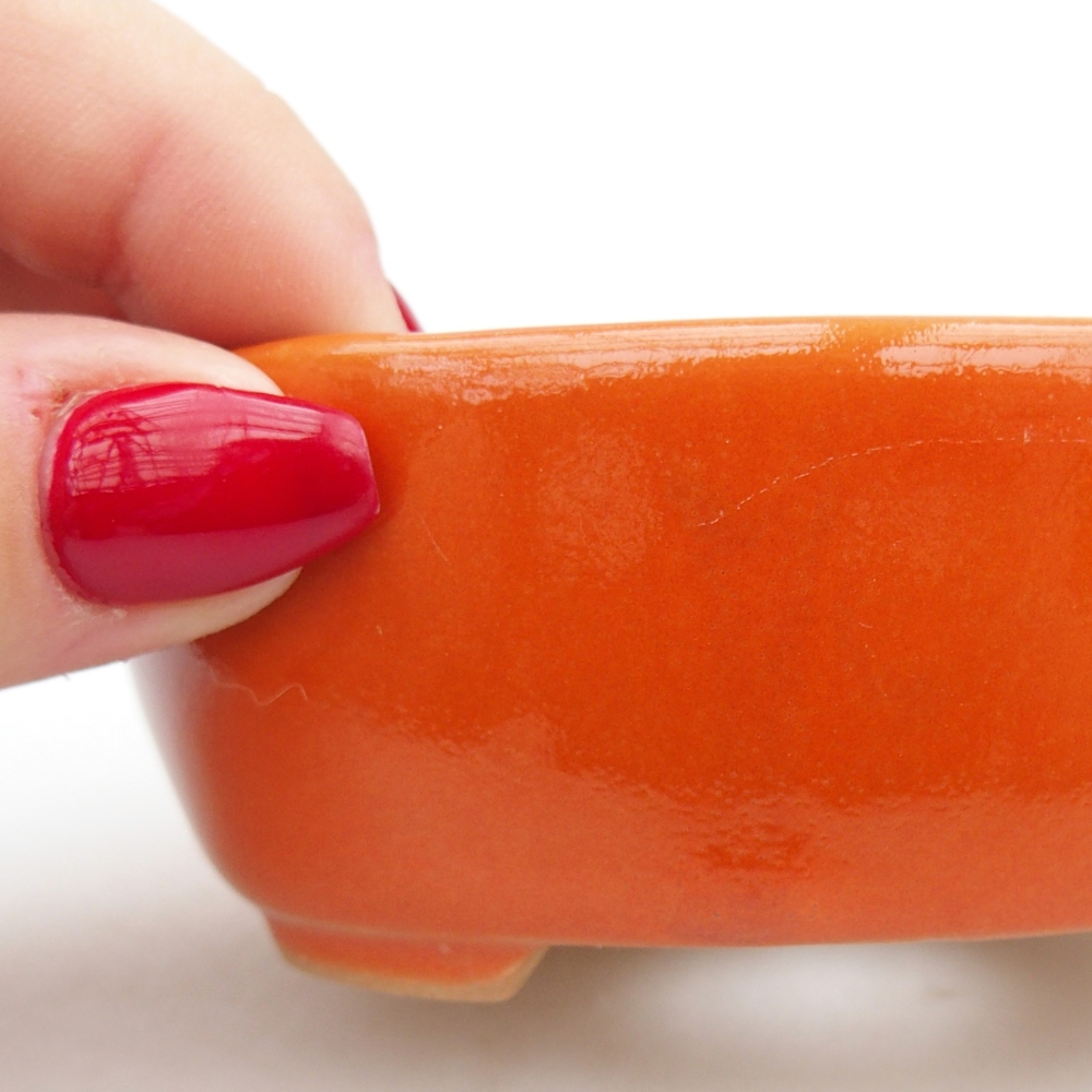 Bonsaischaal van keramiek 26 x 26 x 8 cm, kleur rood