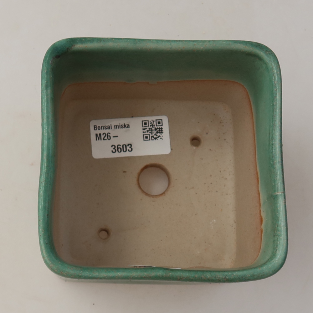 Bonsaischaal van keramiek 10 x 10 x 8 cm, groen