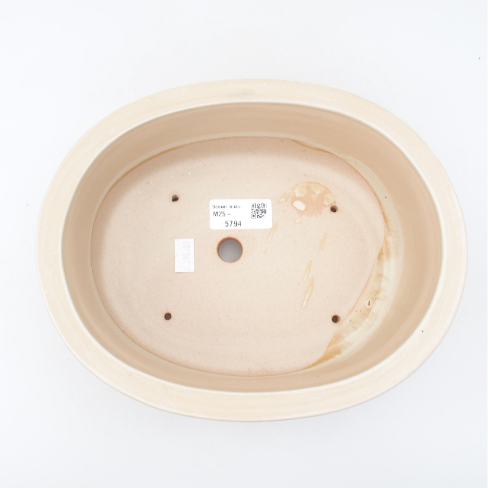 Bonsaischaal van keramiek 23 x 19,5 x 7 cm, kleur beige