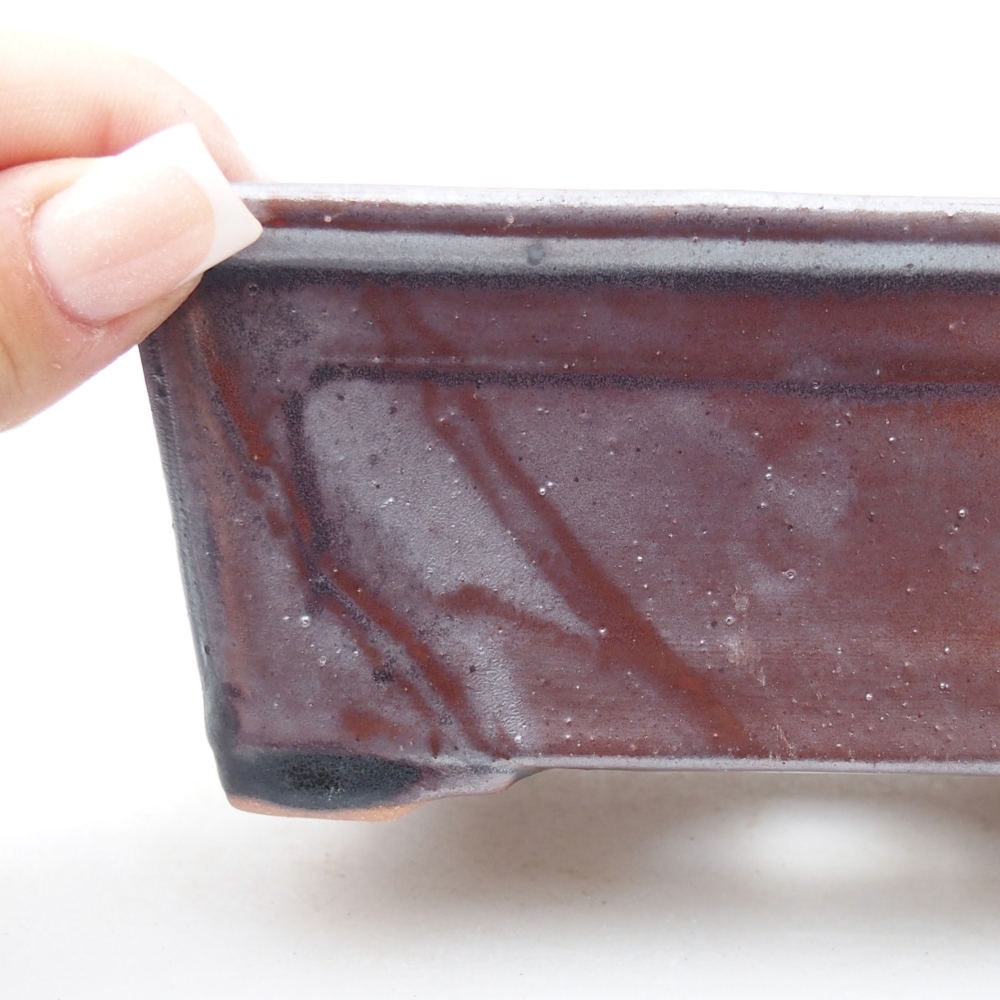 Bonsaischaal van keramiek 13,5 x 10 x 5,5 cm, zwart metallic